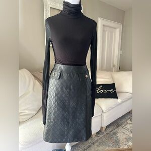 Chadwick’s Vintage Modern Heritage Quilted Black Leather Pencil Skirt Size 4/28